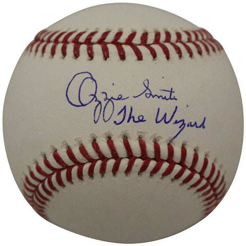 Ozzie Smith Autographed St Louis Cardinals OML Baseball Wizard FAN 36835