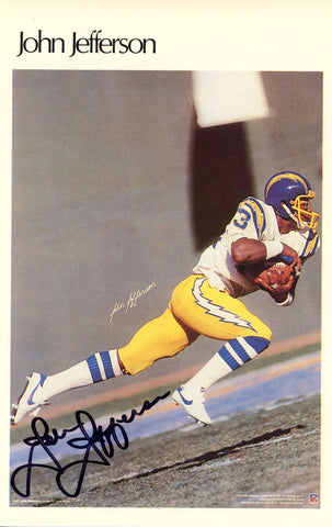 John Jefferson Signed San Diego Chargers Mini Poster 9/50 Beckett 46139