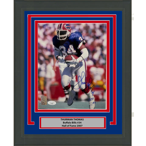 Framed Autographed/Signed Thurman Thomas Buffalo Bills 8x10 Photo JSA COA #2