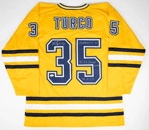 Marty Turco Michigan Wolverines Signed Jersey 3xInscribed (JSA COA) Dallas Stars