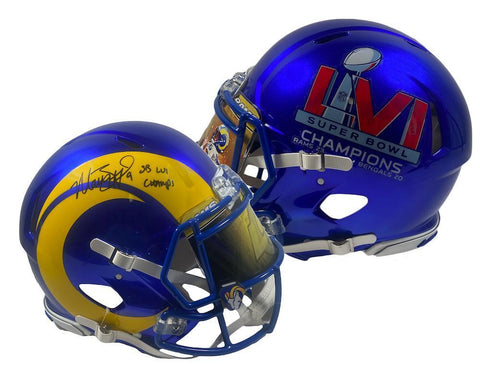 MATTHEW STAFFORD Autographed "SB LVI Champs" Authentic Rams Helmet FANATICS