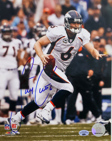 Jay Cutler Autographed 8X10 Photo Denver Broncos White Jersey LSM COA