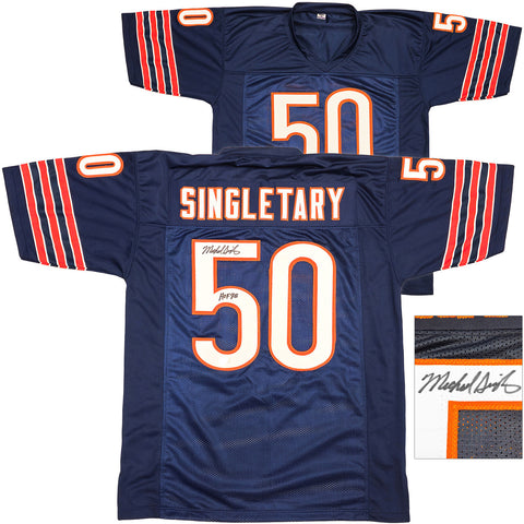 BEARS MIKE SINGLETARY AUTOGRAPHED BLUE JERSEY "HOF 98" BECKETT WITNESS 231045