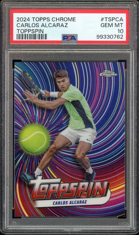 2024 Topps Chrome Tennis Toppspin SSP Case Hit Carlos Alcaraz RC PSA 10 GEM MINT