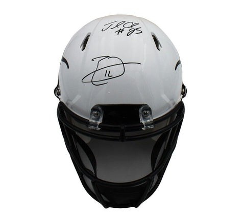 Charles and Thomas Signed Longhorns Speed Auth White Gloss/Black Decal Helmet