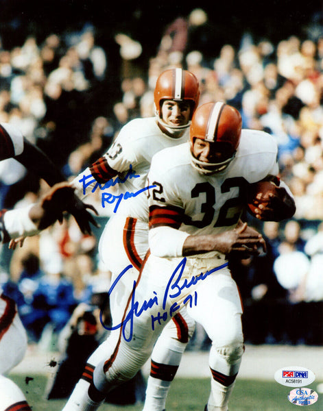 Jim Brown & Frank Ryan Signed Cleveland Browns 8x10 Photo PSA 48340