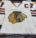 Chris Chelios Signed Chicago Blackhawks White Captain's Jersey (Beckett COA)