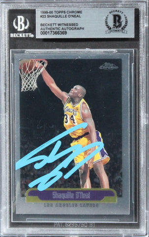 Lakers Shaquille O'Neal Authentic Signed 1999 Topps Chrome #23 Card BAS Slabbed