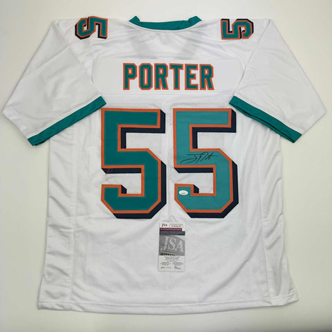 Autographed/Signed Joey Porter Sr. Miami White Football Jersey JSA COA