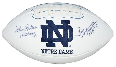 JOHNNY LATTNER & PAUL HORNUNG SIGNED NOTRE DAME IRISH LOGO FOOTBALL W/ HEISMAN