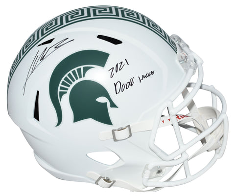 KENNETH WALKER SIGNED MICHIGAN STATE SPARTANS WHITE FULL SIZE HELMET BECKETT