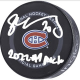 JURAJ SLAFKOVSKY Autographed "2022 #1 Pick" Canadians Official Puck FANATICS