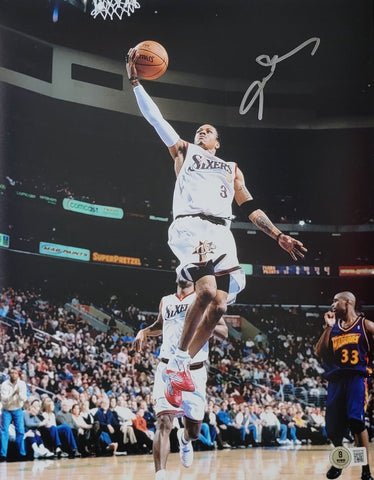 Allen Iverson Autographed Philadelphia 76ers 11x14 Photo White Jersey Beckett