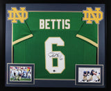 Notre Dame Jerome Bettis Signed Green Pro Style Framed Jersey BAS Witnessed