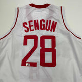 Autographed/Signed Alperen Sengun Houston White Basketball Jersey Beckett COA