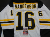 Derek Sanderson Signed Bruins White Jersey (JSA COA) Boston Center (1968-1972)