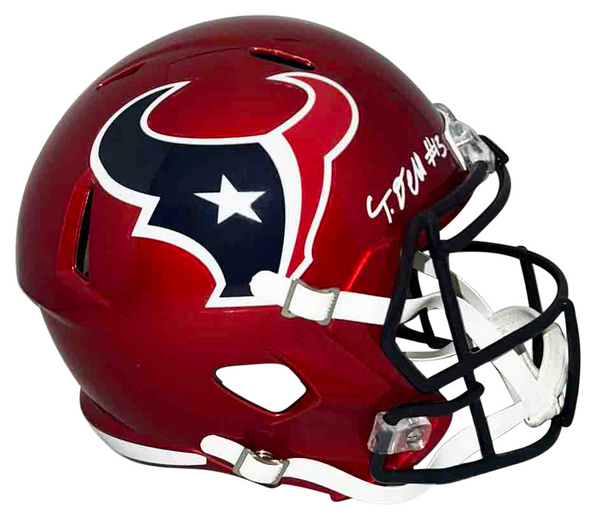 NATHANIEL TANK DELL SIGNED HOUSTON TEXANS RED FULL SIZE SPEED HELMET BECKETT