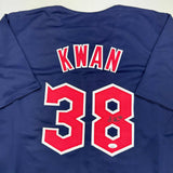 Autographed/Signed Steven Kwan Cleveland Blue Baseball Jersey JSA COA