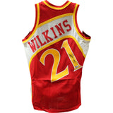 Dominique Wilkins Signed Atlanta Hawks Sand Knit 46 Red Jersey BAS 48504