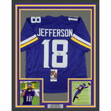 Framed Autographed/Signed JUSTIN JEFFERSON 33x42 Minnesota Purple Jersey JSA COA