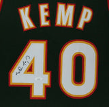 SHAWN KEMP (Sonics green SKYLINE) Signed Autographed Framed Jersey JSA