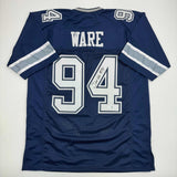 Autographed/Signed Demarcus Ware Dallas Blue Football Jersey Beckett BAS COA