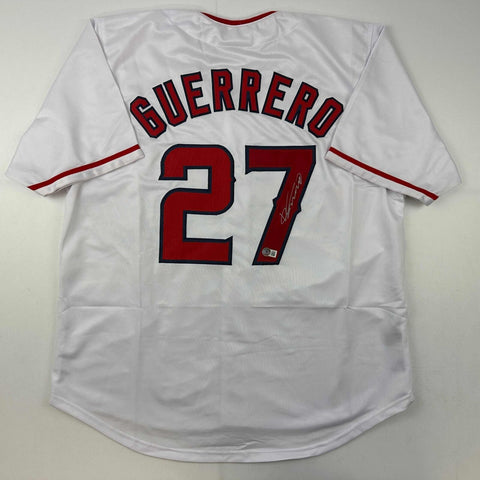 Autographed/Signed Vladimir Vlad Guerrero Los Angeles White Jersey Beckett COA