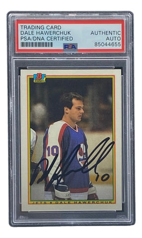 Dale Hawerchuk Signed 1990 Bowman #129 Buffalo Sabres Hockey Card PSA/DNA