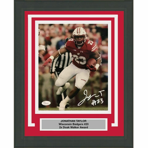 Framed Autographed/Signed Jonathan Taylor Wisconsin Badgers 8x10 Photo JSA COA