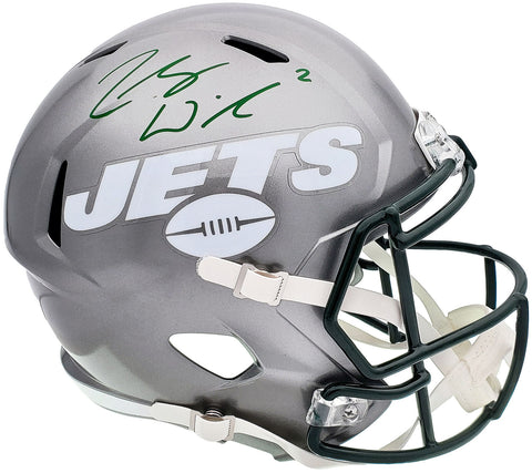 ZACH WILSON AUTOGRAPHED JETS FLASH SILVER FULL SIZE SPEED HELMET BECKETT 197084