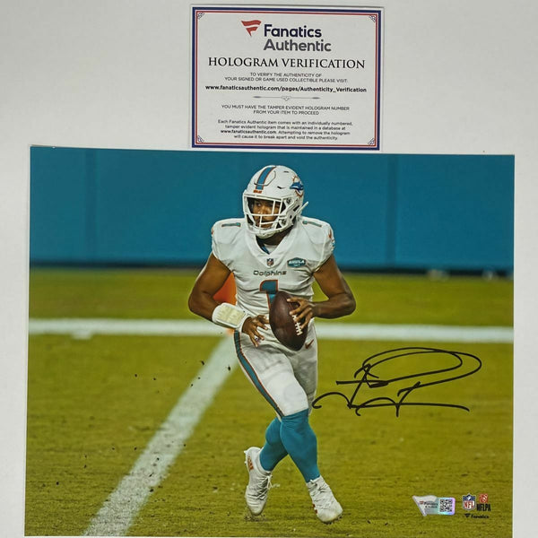 Autographed/Signed TUA TAGOVAILOA Miami Dolphins 8x10 Photo Fanatics COA Auto