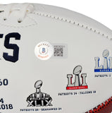 MAC JONES AUTOGRAPHED SIGNED PATRIOTS WHITE LOGO FOOTBALL BECKETT WITNESS 206521