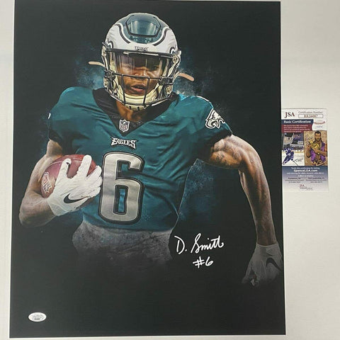 Autographed/Signed DeVonta Smith Philadelphia Eagles 16x20 Photo JSA COA Auto