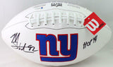 Michael Strahan Signed New York Giants Logo Football w/HOF - Beckett W Auth *Blk