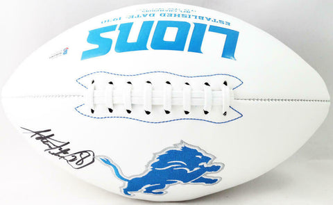 Adrian Peterson Autographed Detroit Lions Logo Football - Beckett W *Black