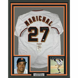 FRAMED Autographed/Signed JUAN MARICHAL 33x42 San Francisco White Jersey JSA COA