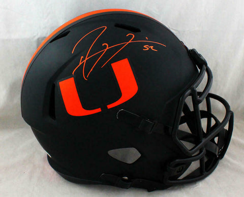 Ray Lewis Signed Miami Hurricanes F/S Eclipse Helmet - Beckett W Auth *Orange