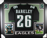 SAQUON BARKLEY (Eagles black SKYLINE) Signed Autographed Framed Jersey Beckett