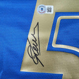 Framed Autographed/Signed Fabio Cannavaro 35x39 Italy Blue Futbol Jersey BAS COA