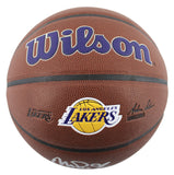 Lakers Magic Johnson Signed Brown Wilson Lakers Logo Basketball w/ Case BAS Wit