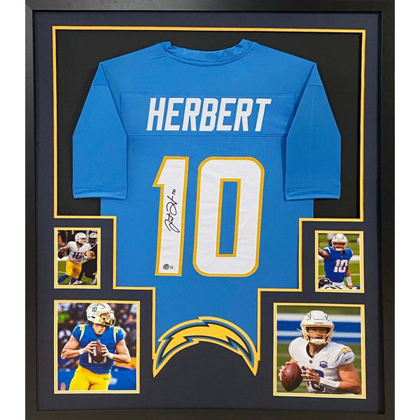 Justin Herbert Autographed Signed Framed Los Angeles Chargers Jersey BECKETT