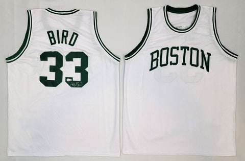 Larry Bird Autographed Boston Celtics Custom White Jersey Beckett Witnessed