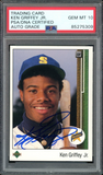 Ken Griffey Jr PSA 10 AUTO Rookie 1989 Upper Deck #1 RC On Card GEM MINT AUTO
