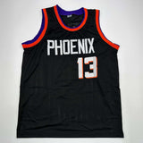 Autographed/Signed Steve Nash Phoenix Black Basketball Jersey Beckett BAS COA