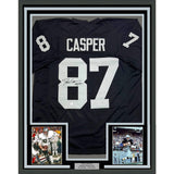 Framed Autographed/Signed Dave Casper 35x39 HOF 02 Oakland Black Jersey BAS COA