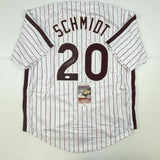 Autographed/Signed MIKE SCHMIDT Philadelphia Pinstripe Baseball Jersey JSA COA