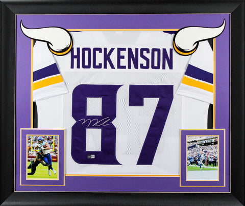 T.J. Hockenson Authentic Signed White Pro Style Framed Jersey BAS Witnessed