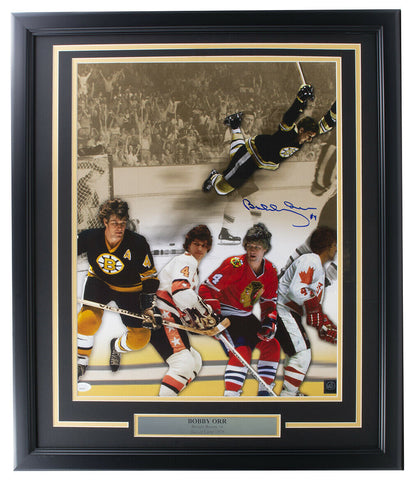 Bobby Orr Signed Framed Boston Bruins 16x20 Collage Photo GNR+JSA