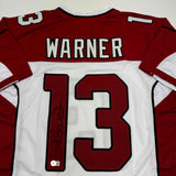 Autographed/Signed Kurt Warner Arizona White Football Jersey Beckett BAS COA