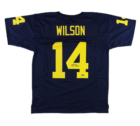 Roman Wilson Signed Michigan Custom Navy Blue Jersey